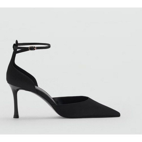 NEW MANGO MNG BLACK ANKLE CUFF STILETTO HIGH HEELS HEELED SHOES 38 7.5 - Picture 3 of 7